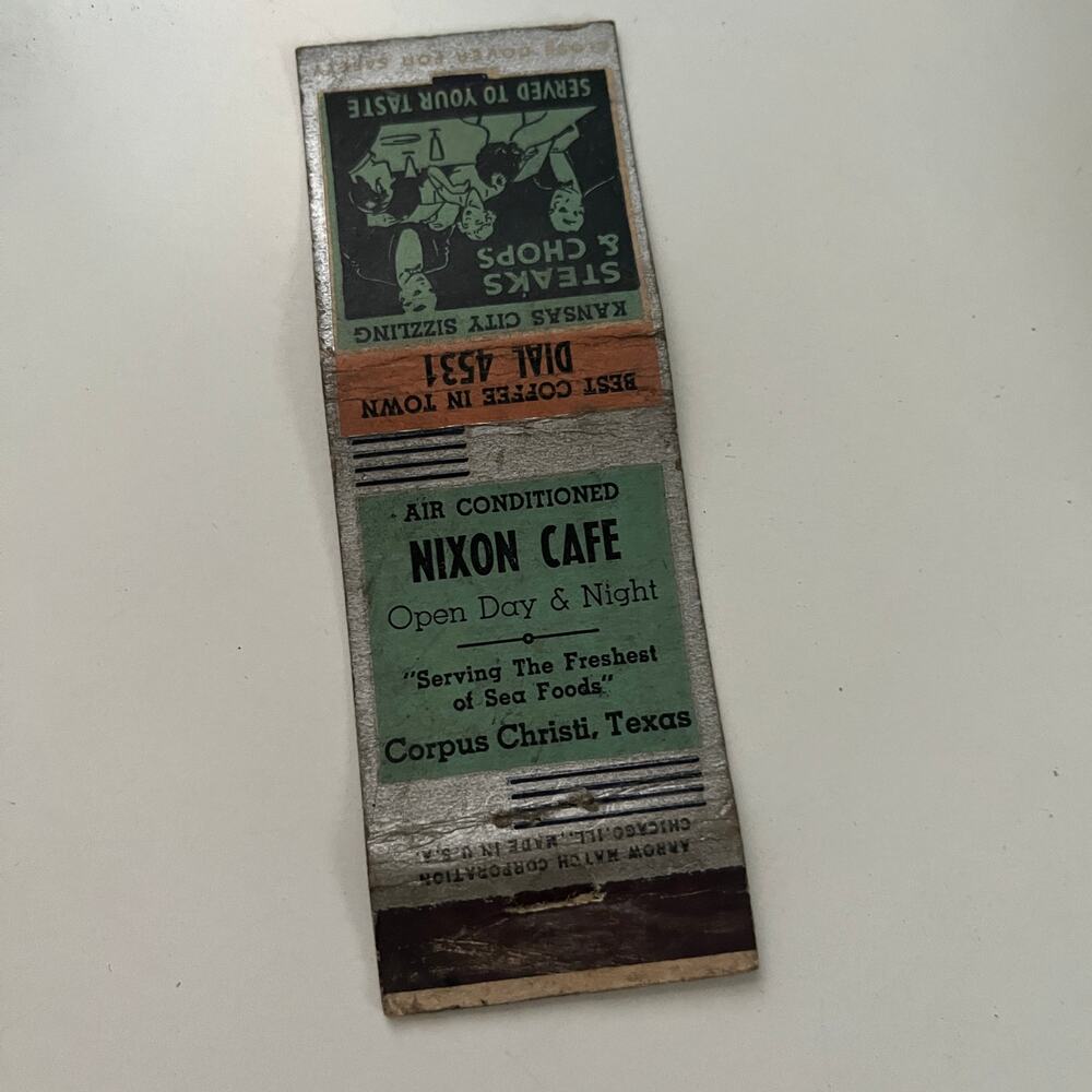 Nixon Cafe Freshest Sea Foods Corpus Christi TX Vintage Matchbook Cover SMB13-4 - Picture 2 of 2